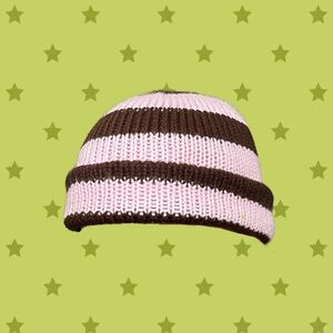 Striped Pink and Brown Handmade Beanie